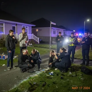 Students injured by thrown bottles at Riccarton parties on Hanrahan Street.
