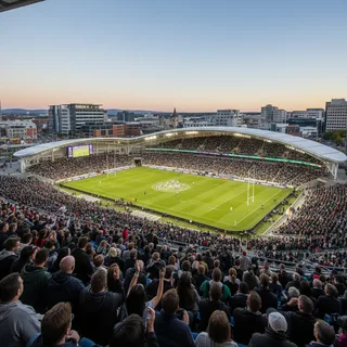 Te Kaha stadium, a modern architectural marvel, stands as a symbol of Christchurch's post-earthquake rebirth and recovery.