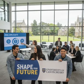 University of Canterbury's 'Shape your future' campaign encourages prospective students to explore study options and application processes.