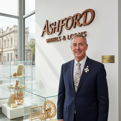Richard Ashford in a modern office setting, appointed Officer of the New Zealand Order of Merit