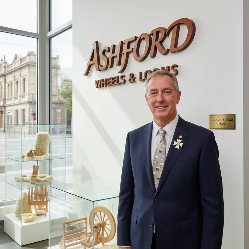 Richard Ashford in a modern office setting, appointed Officer of the New Zealand Order of Merit
