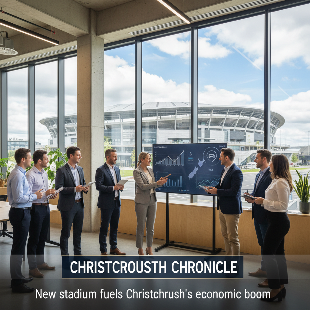 A business news photograph from Christchurch Chronicle