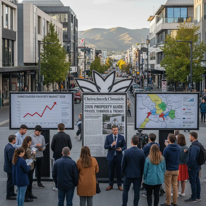 Christchurch cityscape with diverse housing, reflecting property market trends for 2026.